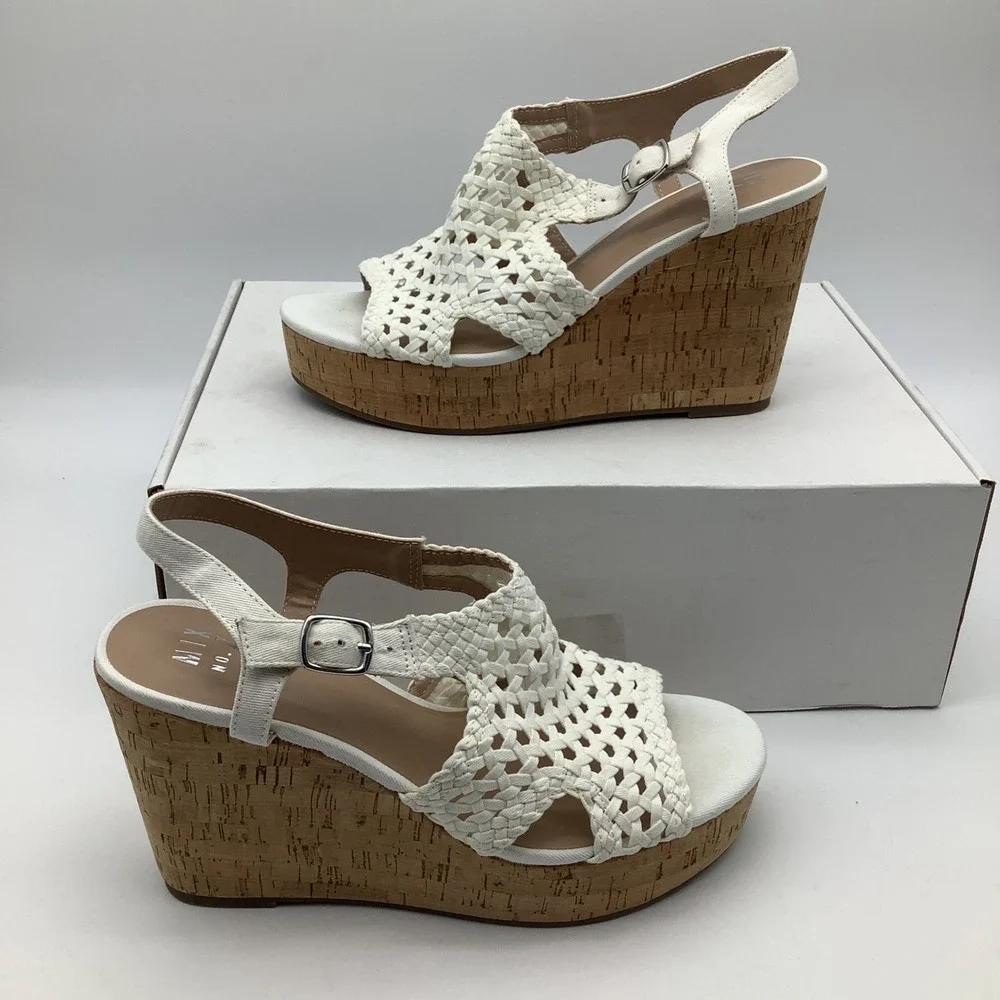 Mix‎ No 6 Jaleena Womens White Woven Wedge Platform Sandals Size 10 New